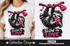 Slow On Love Cute Sloth Sublimation PNG Product Image 1