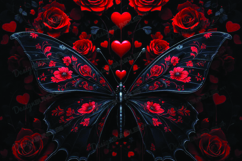 3D Butterfly with Red Roses Floral Background Product Image 1
