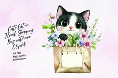 Cute cat sitting in shopping bag clipart sublimation Product Image 1