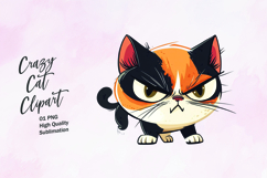 Crazy cat watercolor clipart PNG Product Image 1