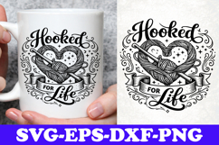 Hooked For Life Crochet Love Heart Yarn SVG Design Product Image 1