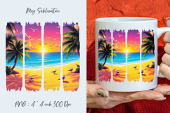 Summer beach, watercolor stripes, coffee mug sublimation Product Image 1
