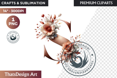 Floral Alphabet wedding Clipart Rose Gold flower letter Product Image 1