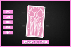 Flowers Stained Glass Style Card SVG | Paper Cut Floral Product Image 1