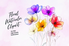 Watercolor floral clipart sublimation Product Image 1