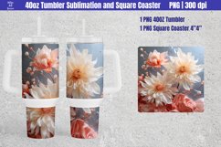 3D Flowers | 40 oz Tumbler Sublimation and Square Coaster Product Image 1