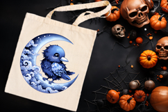 Cute Halloween bird clipart |Blue moon night shirt designs Product Image 2