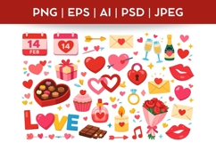 Valentine's Day Bundle Doodle|Vector &amp; PNG Food Illustration Product Image 1