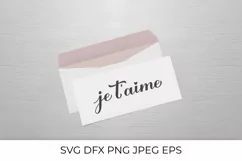Je t'aime calligraphy lettering. I Love You in French SVG Product Image 3