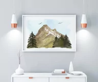 Watercolor mountain landscape clipart. Mountain scenery PNG Product Image 6