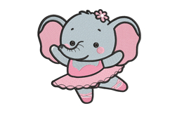 Adorable Baby Elephant Ballerina Embroidery Design Product Image 1