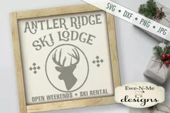 Antler Ridge Ski Lodge Christmas Winter Deer SVG DXF Files Product Image 1