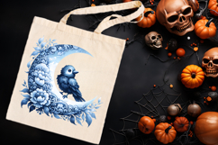 Cute Halloween bird clipart |Blue moon night shirt designs Product Image 2