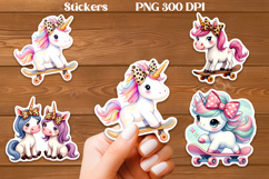 Cute unicorn stickers PNG | Cute animal sticker printable Product Image 1