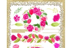 Watercolour floral clipart frames wreath pink Product Image 10