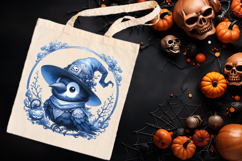 Cute Halloween bird clipart |Blue moon night shirt designs Product Image 2