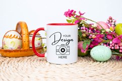 Easter Mug Mockup 11 Oz Blank White Coffee Cup Red Handle Product Image 1