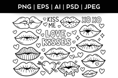 Kisses Bundle|Vector &amp; PNG Valentine's Day Illustration Product Image 1