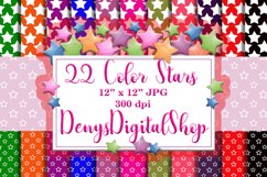Color Stars, Digital Scrapbook Paper, Stars Patterned,SALE Product Image 2