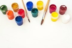 Paint and brash on white background