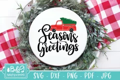 Seasons Greeting Christmas Truck SVG | Christmas Sign SVG Product Image 1