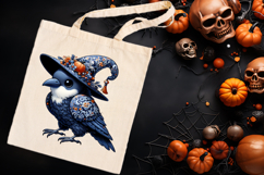 Cute Halloween bird in hat clipart |Blue night shirt designs Product Image 3