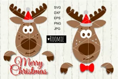 Reindeer in Santa hat SVG, Christmas Reindeer svg New year Product Image 1