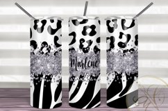 Animal Print Silver Glitter Skinny Tumbler Sublimation Product Image 1