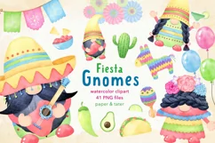 Watercolor Cinco de Mayo Fiesta Gnomes Clipart Mexican Party Product Image 1