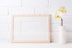 Wooden landscape frame mockup with soft yellow orchid Product Image 3