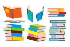 Stack Of Books Vector. Pile. Different Angles Product Image 1