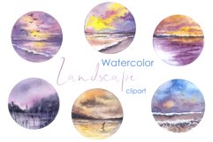 Watercolor sea landscape clipart Watercolor wave sticker png Product Image 1