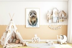 Watercolor Baby Pup Nursery Wall Art, Seal Printable Art Product Image 3