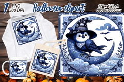 Funny Halloween bird clipart|Blue moon in night shirt design Product Image 2