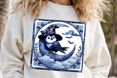 Funny Halloween bird clipart|Blue moon in night shirt design Product Image 3