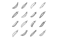 Peas bean icons set, outline style Product Image 1