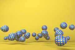 Easter blue eggs with gold peas fly around. 3D rendering Product Image 1