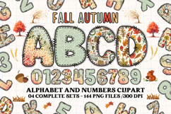 Fall Autumn Alphabet png clipart, fall autumn letters doodle Product Image 1