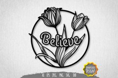 Floral Believe Text Papercut Product Image 1