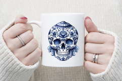 Cute blue Halloween floral skull clipart t shirt designs png Product Image 4