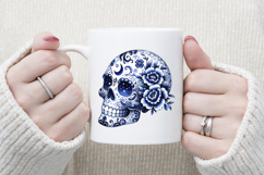 Cute blue Halloween floral skull clipart t shirt designs png Product Image 4