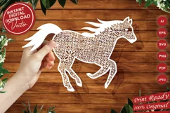 Papercut Flower Horse, Beautiful Floral Horse Paper Cut Art Product Image 6