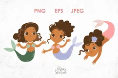 Afro mermaid. Mermaid clipart. Mermaid sublimation Product Image 1