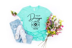 Easter Mockup Bella Canvas 3001 Heather Mint T-shirt Product Image 1