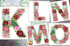 Watercolor peony alphabet Product Image 4