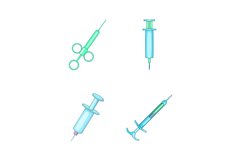 Syringe icon set, cartoon style Product Image 1