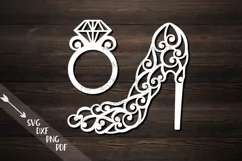 Swirls Stylish Wedding high heel shoe for cutting svg dxf Product Image 1