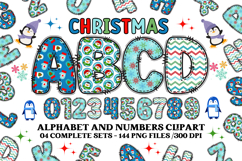 Christmas Alphabet png clipart, christmas doodle letters Product Image 1