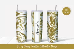 20oz Skinny Tumbler Sublimation Design. Gold Marble v.6 Product Image 1