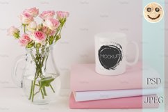 Coffee mug mockup with pink roses Product Image 2